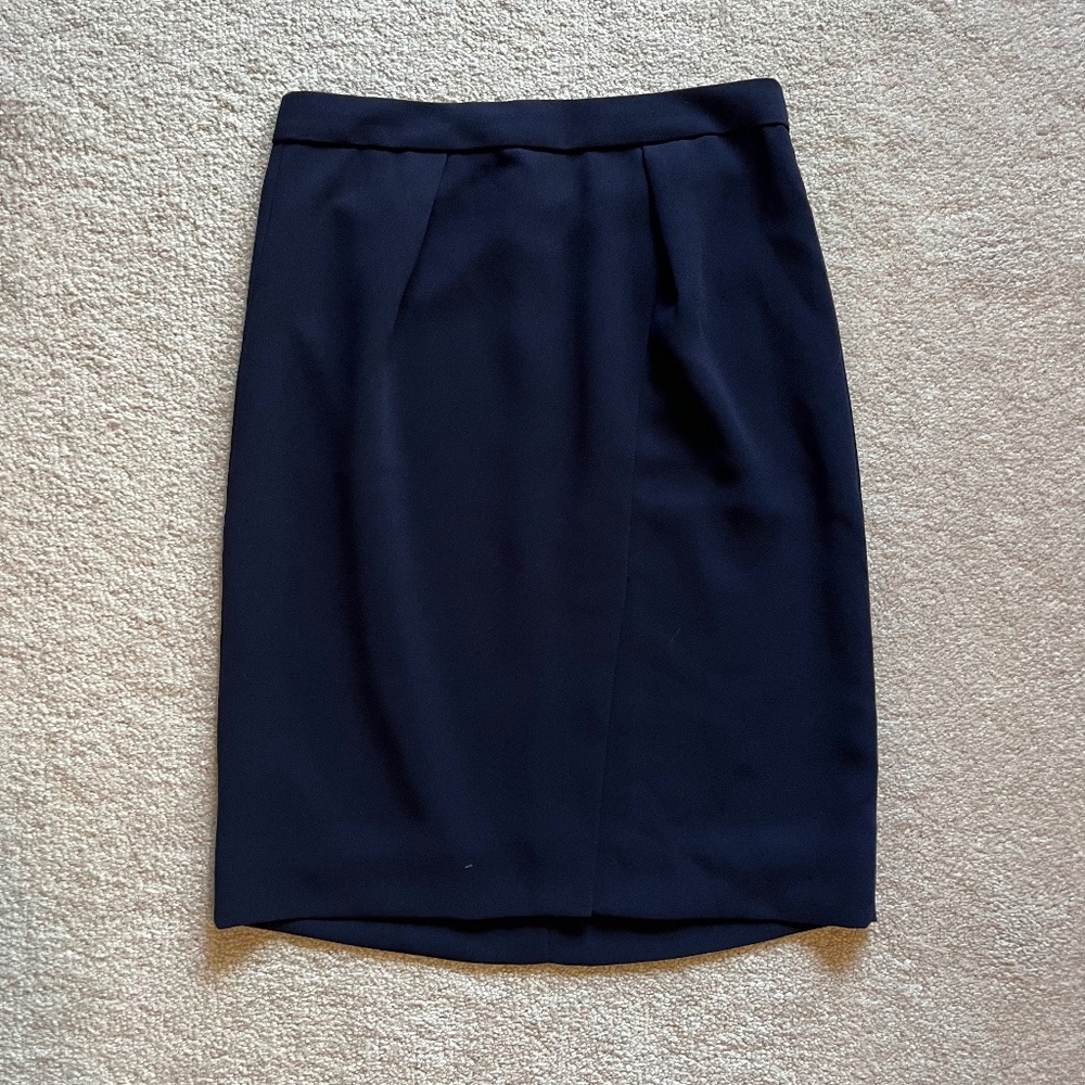 J. Crew Navy Blue Tailored Pencil Skirt Suiting Size 0